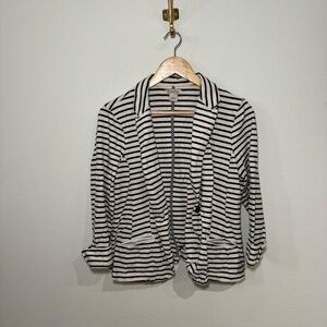 Lucky Brand Knit Blazer Women's LG Navy Cream Stripe Casual
